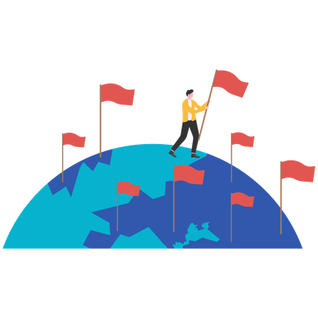 Businessman sets up global targets  Illustration