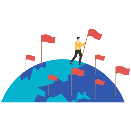 Businessman sets up global targets  Illustration