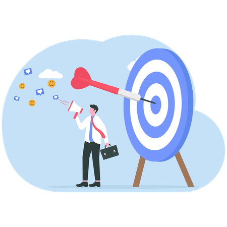 Businessman sets up marketing targets  Illustration