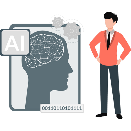 Businessman setting AI manager  Illustration