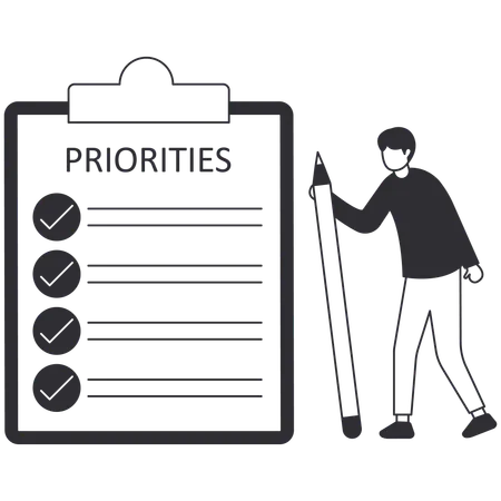 Businessman setting business priorities  Illustration