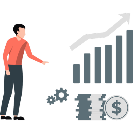 Businessman setting up business graphs  Illustration