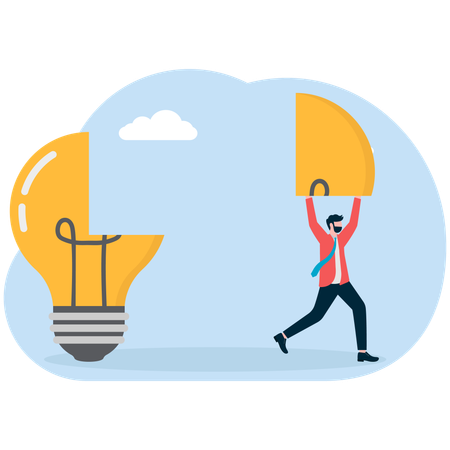Businessman setting up idea puzzle  Illustration