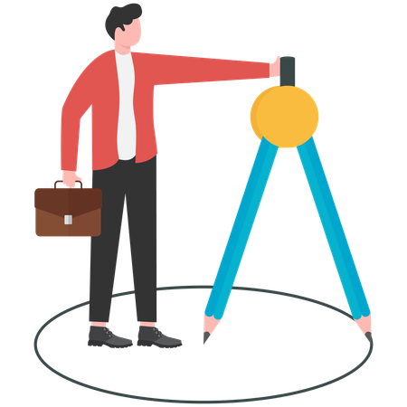 Businessman setting up private zone  Illustration