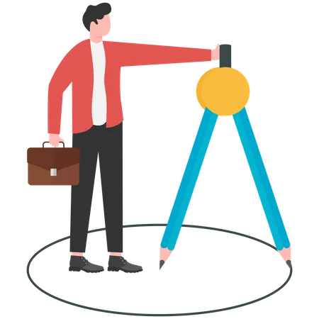 Businessman setting up private zone  Illustration