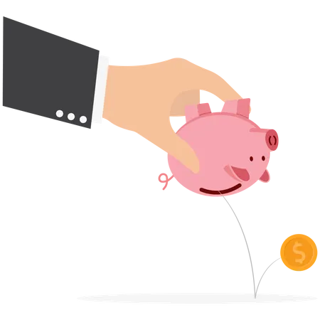 Businessman Shaking Empty Piggy Bank With No Money Inside Bankruptcy Investment Decrease Budget Deficit Illustration