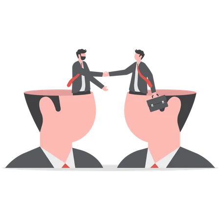 Businessman shaking hand from heads for agreement Illustration