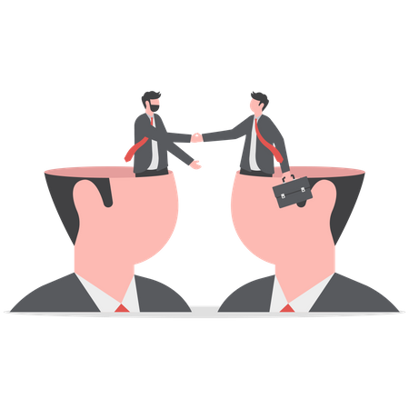 Businessman shaking hand from heads for agreement Illustration