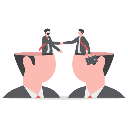 Businessman shaking hand from heads for agreement  Illustration