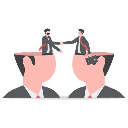 Businessman shaking hand from heads for agreement  Illustration