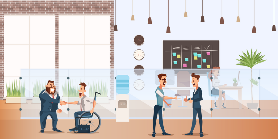Businessman Shaking Hand with employees  イラスト