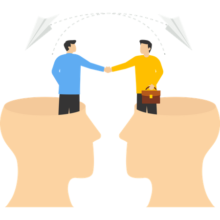 Businessman shaking hands from head for deal Illustration