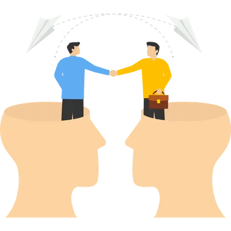 Businessman shaking hands from head for deal  Illustration