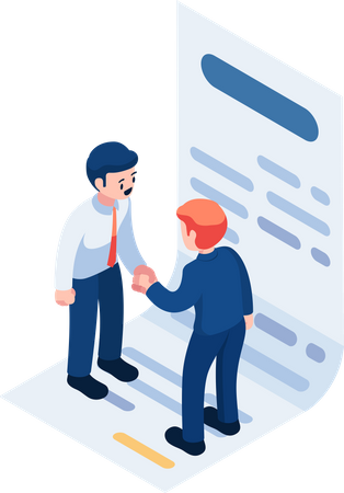 Businessman Shaking Hands on Contract Document. Business Deal and Agreement Concept.  Illustration