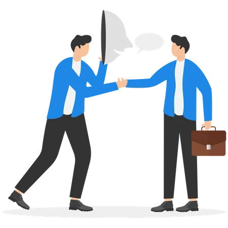 Liar Or Fraud Businessman Shaking Hands With His Partner Hiding Behind A Mask Modern Vector Illustration In Flat Style Illustration