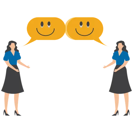 Businessman share feedback emoji with teammate symbolizing team communication and idea improvement  Illustration