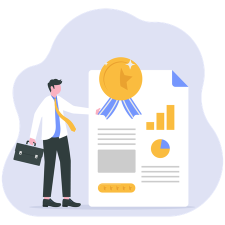 Businessman shares business document  Illustration