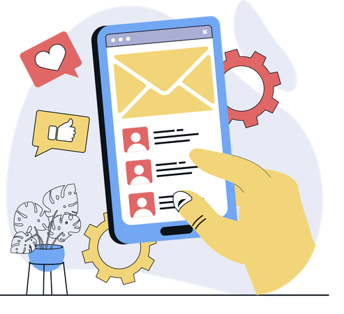 Businessman shares business mail  Illustration