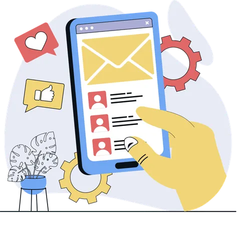 Businessman shares business mail  Illustration