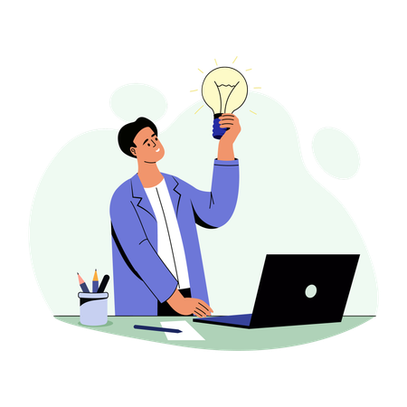 Businessman shares creative idea  Illustration