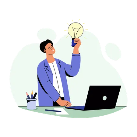 Businessman shares creative idea  Illustration