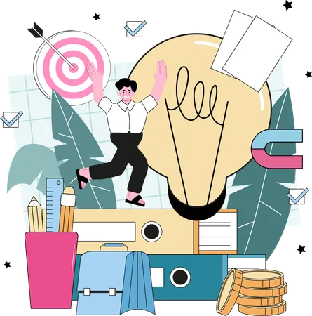 Businessman shares creative ideas  Illustration