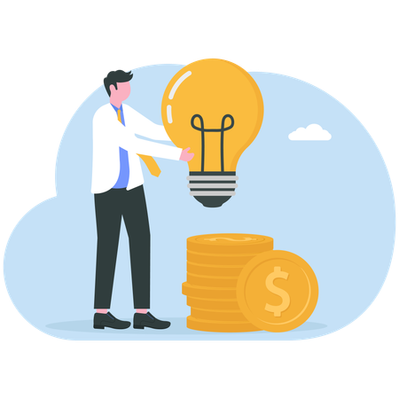 Businessman shares creative ideas  Illustration