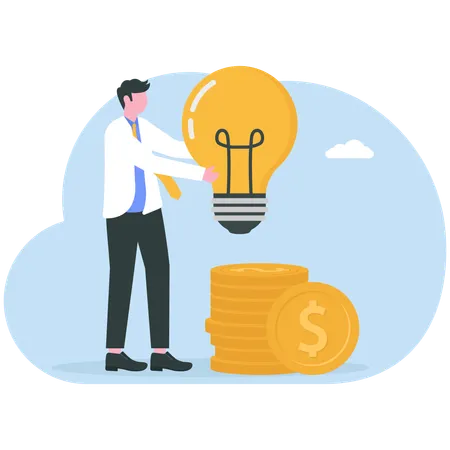Businessman shares creative ideas  Illustration
