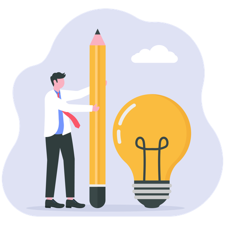 Businessman shares creative ideas  Illustration