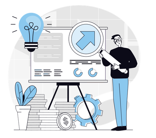Businessman shares creative ideas in meeting  Illustration