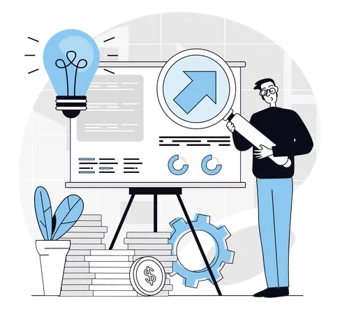 Businessman shares creative ideas in meeting  Illustration