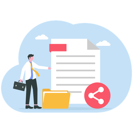 Businessman shares office notes  Illustration