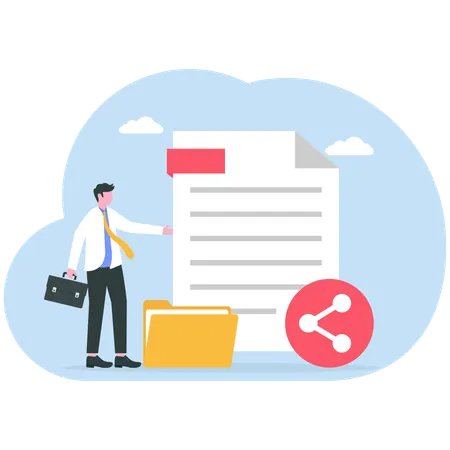 Businessman shares office notes  Illustration
