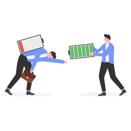 Businessman sharing business battery  Illustration