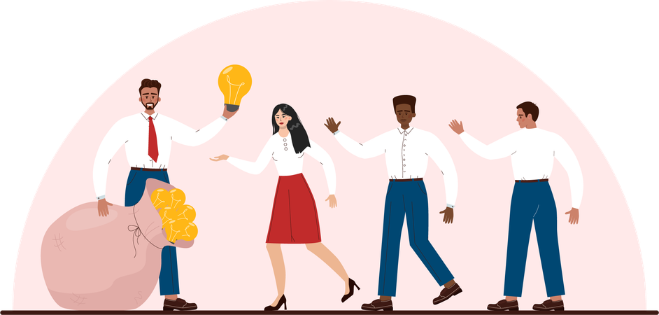 Businessman sharing business idea with team  Illustration