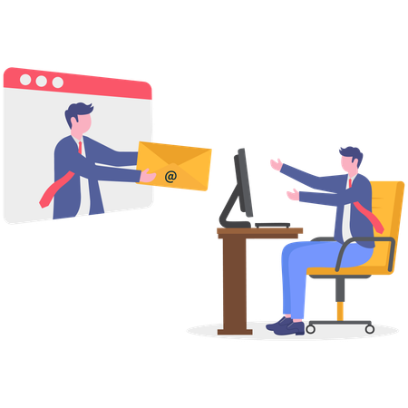 Businessman sharing email  Illustration