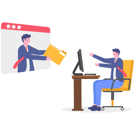 Businessman sharing file folder  Illustration