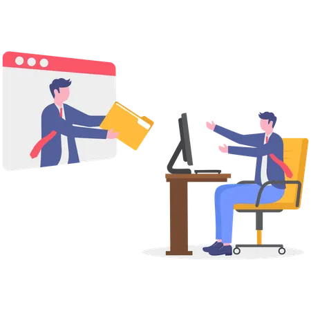 Businessman sharing file folder  Illustration