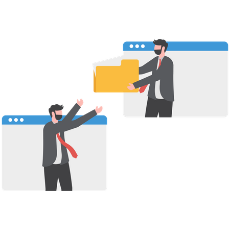 Businessman sharing folder online  Illustration