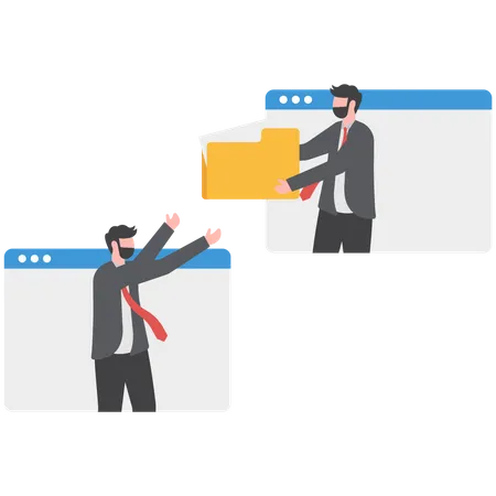 Businessman sharing folder online  Illustration