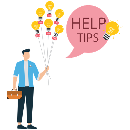 Businessman Sharing Ideas via Lightbulb Balloon  Illustration