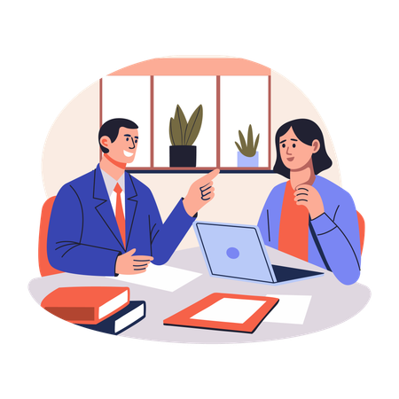 Businessman Sharing Ideas with woman  Illustration