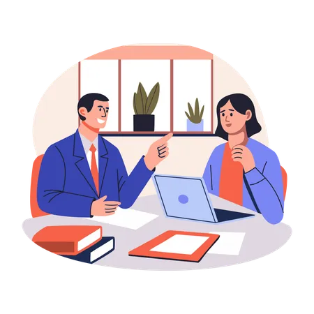 Businessman Sharing Ideas with woman  Illustration