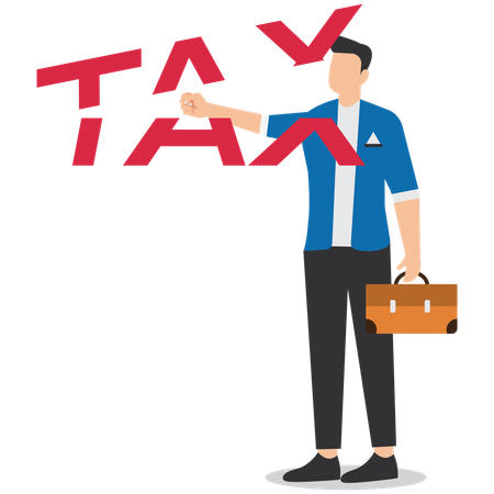 Businessman Shatters Alphabet TAX  Illustration