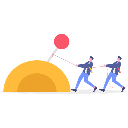 Businessman shifting company gear  Illustration