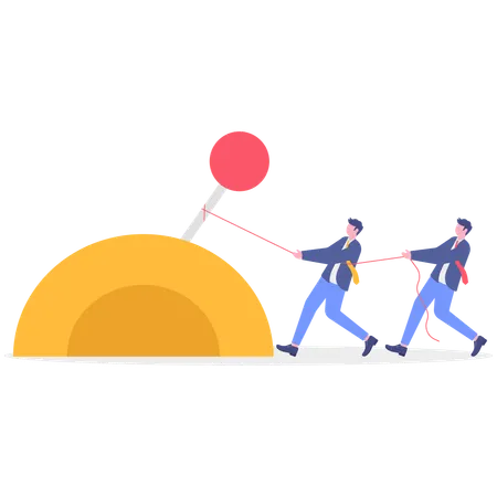Businessman shifting company gear  Illustration
