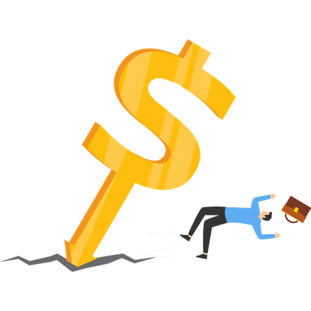 Businessman shocked by falling dollar  Illustration