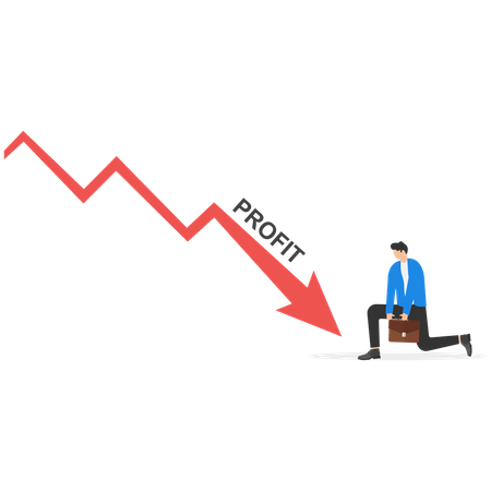 Businessman shocking down red arrow financial financial crisis  Illustration