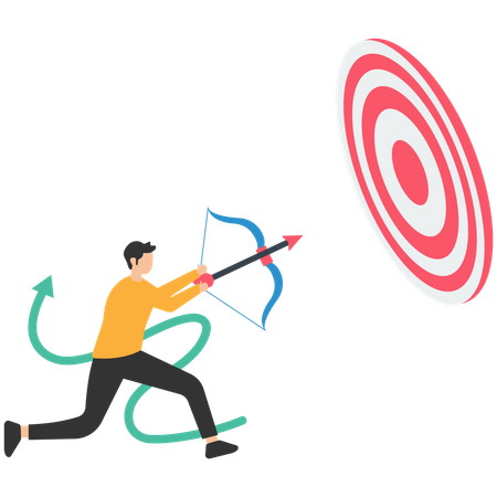 Businessman shoot with bow aiming arrow to target  Illustration