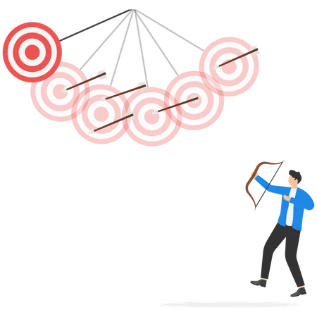 Businessman shooting arrows missing target  Illustration